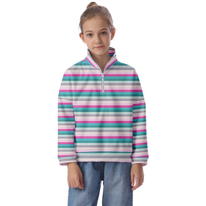 Stripes Kids  Half Zip Hoodie