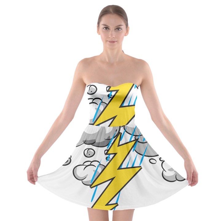 Storm Thunder Lightning Light Flash Cloud Strapless Bra Top Dress