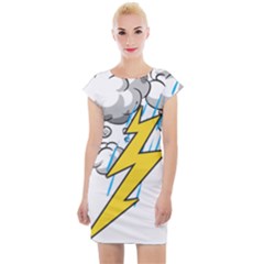 Storm Thunder Lightning Light Flash Cloud Cap Sleeve Bodycon Dress by danenraven