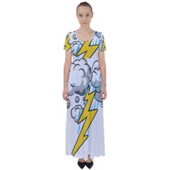 Storm Thunder Lightning Light Flash Cloud High Waist Short Sleeve Maxi Dress by danenraven