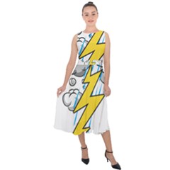 Storm Thunder Lightning Light Flash Cloud Midi Tie-back Chiffon Dress by danenraven