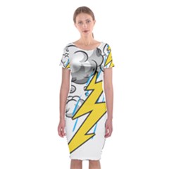 Storm Thunder Lightning Light Flash Cloud Classic Short Sleeve Midi Dress by danenraven