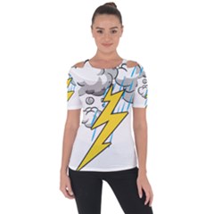 Storm Thunder Lightning Light Flash Cloud Shoulder Cut Out Short Sleeve Top by danenraven