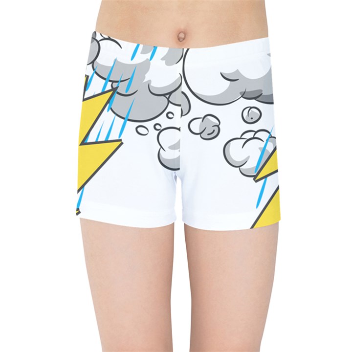 Storm Thunder Lightning Light Flash Cloud Kids  Sports Shorts