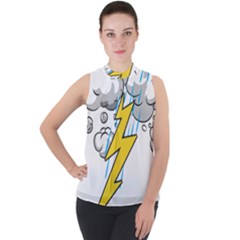 Storm Thunder Lightning Light Flash Cloud Mock Neck Chiffon Sleeveless Top by danenraven