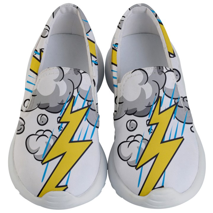 Storm Thunder Lightning Light Flash Cloud Kids Lightweight Slip Ons