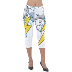 Storm Thunder Lightning Light Flash Cloud Lightweight Velour Capri Leggings  by danenraven