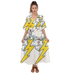 Storm Thunder Lightning Light Flash Cloud Kimono Sleeve Boho Dress by danenraven