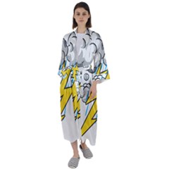 Storm Thunder Lightning Light Flash Cloud Maxi Satin Kimono by danenraven