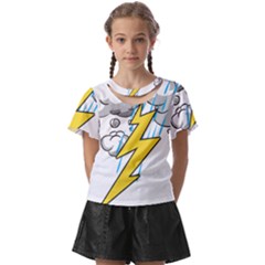 Storm Thunder Lightning Light Flash Cloud Kids  Front Cut Tee by danenraven