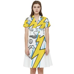 Storm Thunder Lightning Light Flash Cloud Short Sleeve Waist Detail Dress by danenraven