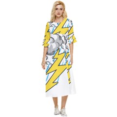 Storm Thunder Lightning Light Flash Cloud Double Cuff Midi Dress by danenraven