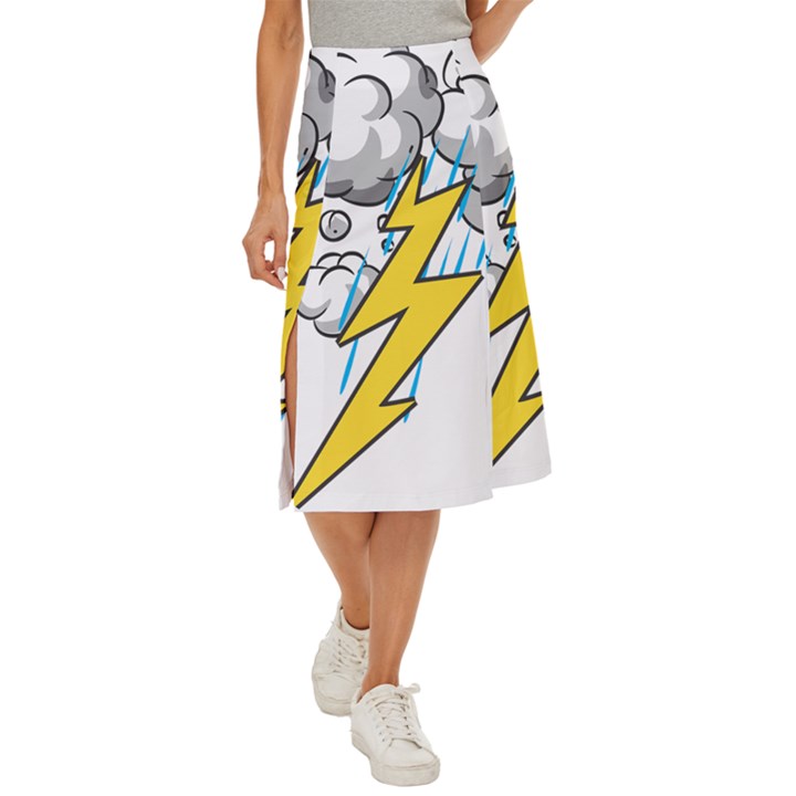 Storm Thunder Lightning Light Flash Cloud Midi Panel Skirt