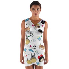 My Neighbor Totoro Cartoon Wrap Front Bodycon Dress by danenraven