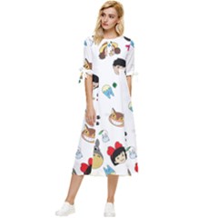 My Neighbor Totoro Cartoon Bow Sleeve Chiffon Midi Dress by danenraven