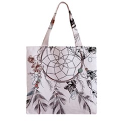 Dreamcatcher Feather Flower Illustration Art Zipper Grocery Tote Bag by danenraven