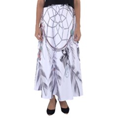 Dreamcatcher Feather Flower Illustration Art Flared Maxi Skirt by danenraven