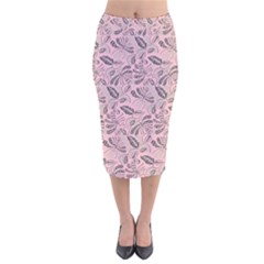 Batik-02 Velvet Midi Pencil Skirt