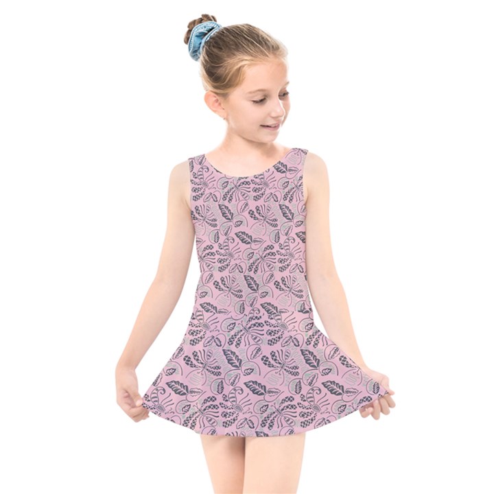 Batik-02 Kids  Skater Dress Swimsuit