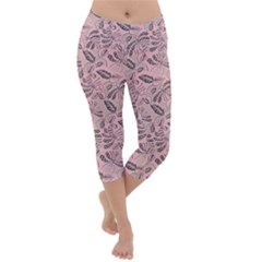 Batik-02 Lightweight Velour Capri Yoga Leggings by nateshop