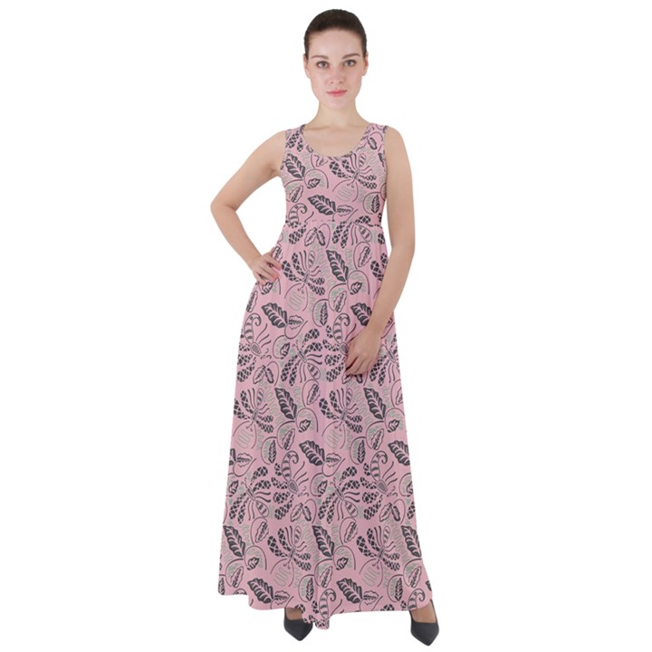 Batik-02 Empire Waist Velour Maxi Dress