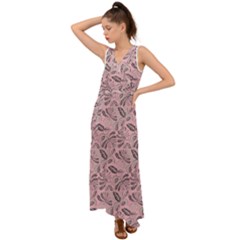 Batik-02 V-neck Chiffon Maxi Dress by nateshop