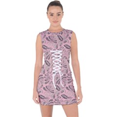 Batik-02 Lace Up Front Bodycon Dress by nateshop