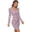 Batik-02 Women Long Sleeve Ruched Stretch Jersey Dress View2