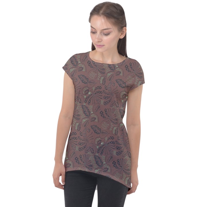 Batik-03 Cap Sleeve High Low Top