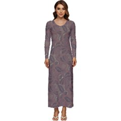 Batik-03 Long Sleeve Velour Longline Maxi Dress by nateshop