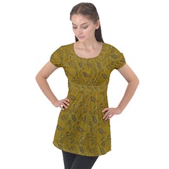 Batik-04 Puff Sleeve Tunic Top by nateshop