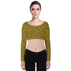 Batik-04 Velvet Long Sleeve Crop Top by nateshop