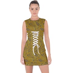 Batik-04 Lace Up Front Bodycon Dress by nateshop