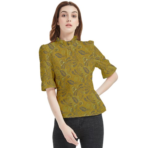 Batik-04 Frill Neck Blouse by nateshop