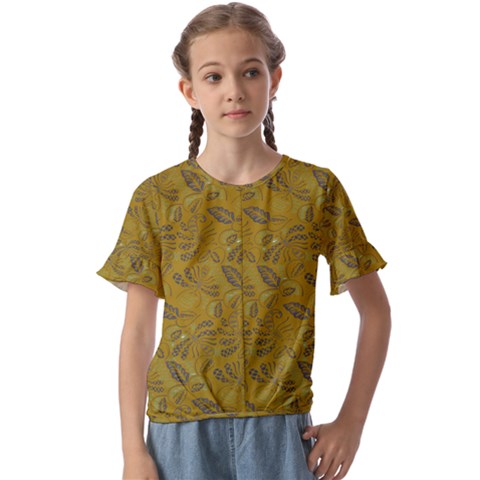 Batik-04 Kids  Cuff Sleeve Scrunch Bottom Tee by nateshop