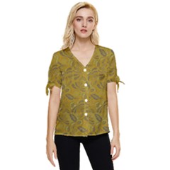 Batik-04 Bow Sleeve Button Up Top by nateshop