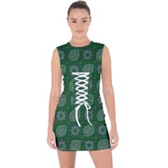 Batik-05 Lace Up Front Bodycon Dress by nateshop