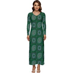 Batik-05 Long Sleeve Velour Longline Maxi Dress by nateshop