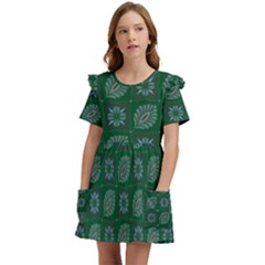 Batik-05 Kids  Frilly Sleeves Pocket Dress by nateshop