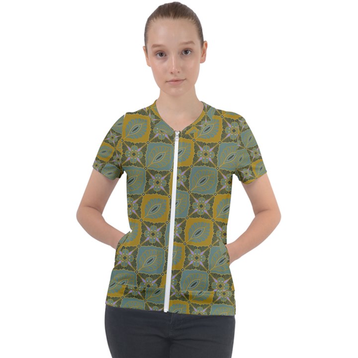 Batik-tradisional-01 Short Sleeve Zip Up Jacket