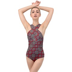 Batik-tradisional-02 Cross Front Low Back Swimsuit by nateshop