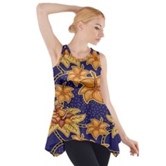 Seamless-pattern Floral Batik-vector Side Drop Tank Tunic by nateshop