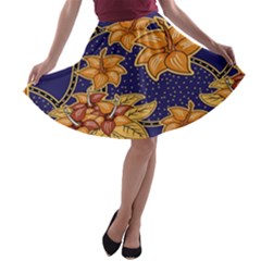 Seamless-pattern Floral Batik-vector A-line Skater Skirt by nateshop