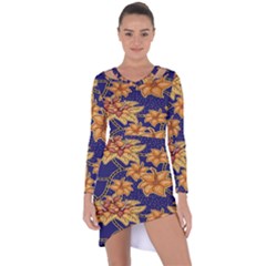 Seamless-pattern Floral Batik-vector Asymmetric Cut-out Shift Dress by nateshop