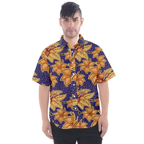 Seamless-pattern Floral Batik-vector Men s Short Sleeve Shirt by nateshop