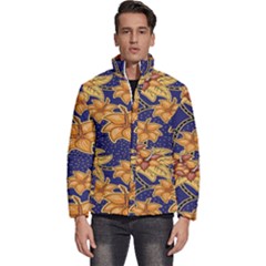 Seamless-pattern Floral Batik-vector Men s Puffer Bubble Jacket Coat by nateshop