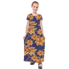 Seamless-pattern Floral Batik-vector Kids  Short Sleeve Maxi Dress by nateshop