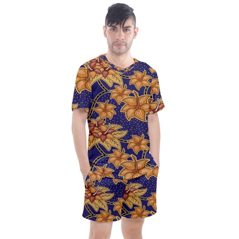 Seamless-pattern Floral Batik-vector Men s Mesh Tee And Shorts Set by nateshop