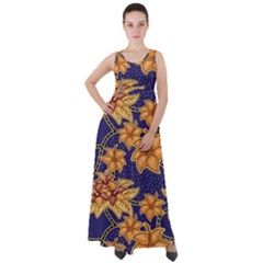 Seamless-pattern Floral Batik-vector Empire Waist Velour Maxi Dress