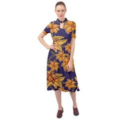 Seamless-pattern Floral Batik-vector Keyhole Neckline Chiffon Dress by nateshop